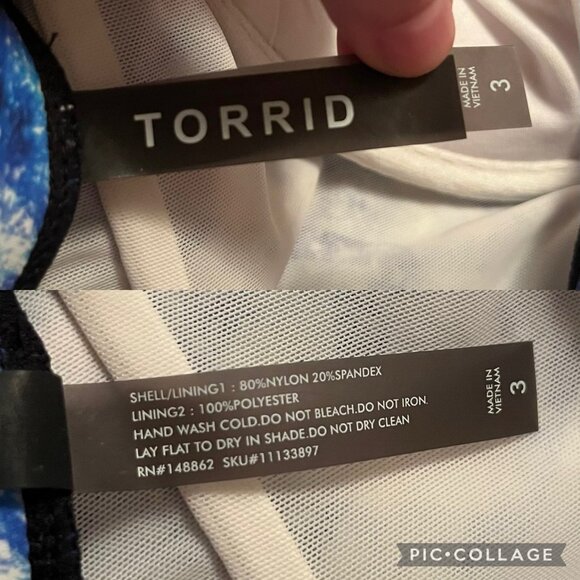 Torrid Size 3 Purple / Blue Galaxy Print Underwire Push Up Strapless Bikini Top - Picture 7 of 8